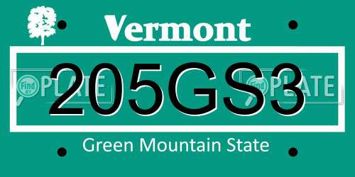205GS3 Vermont License Plate