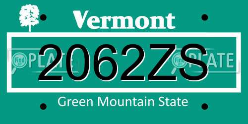 2062ZS Vermont License Plate
