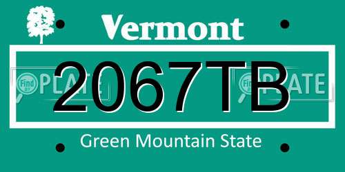 2067TB Vermont License Plate