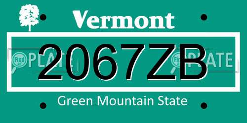 2067ZB Vermont License Plate