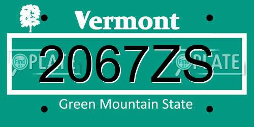 2067ZS Vermont License Plate