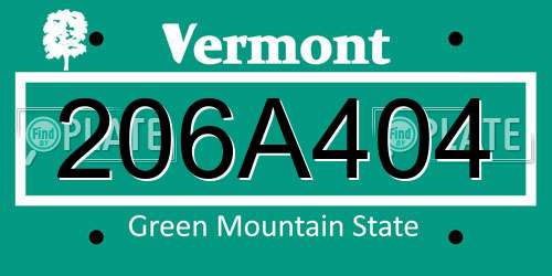 206A404 Vermont License Plate