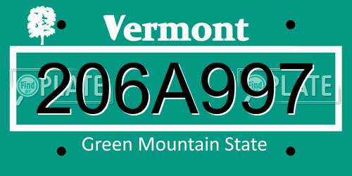 206A997 Vermont License Plate