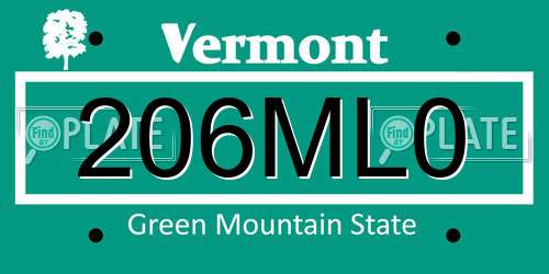 206ML0 Vermont License Plate