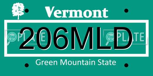 206MLD Vermont License Plate