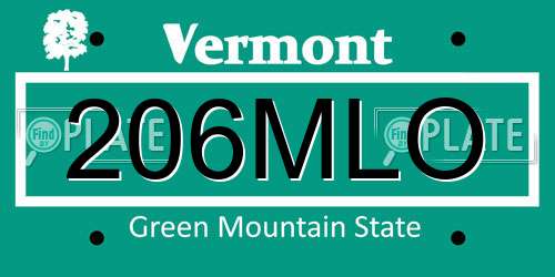 206MLO Vermont License Plate