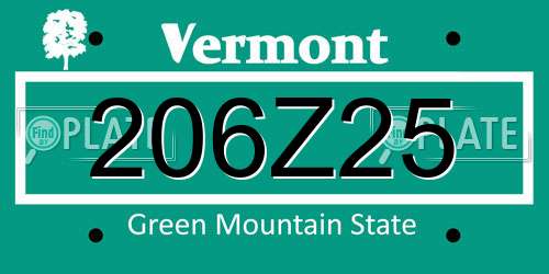 206Z25 Vermont License Plate