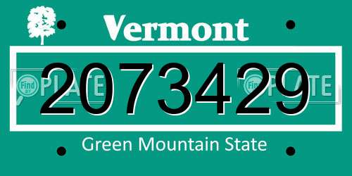 2073429 Vermont License Plate