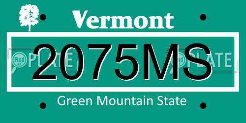 2075MS Vermont License Plate