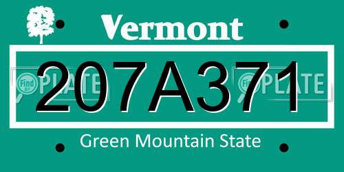 207A371 Vermont License Plate