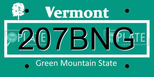 207BNG Vermont License Plate