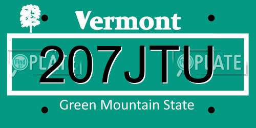 207JTU Vermont License Plate