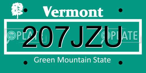 207JZU Vermont License Plate