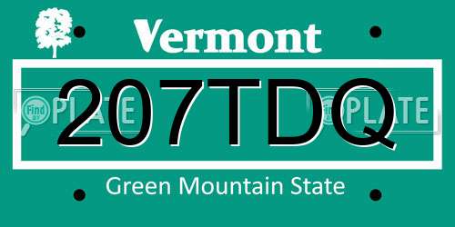 207TDQ Vermont License Plate