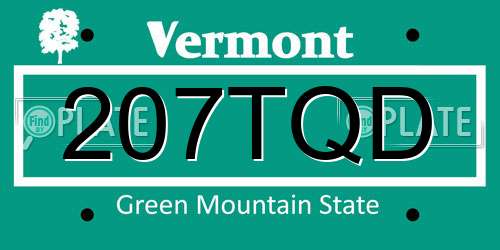 207TQD Vermont License Plate