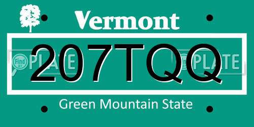 207TQQ Vermont License Plate