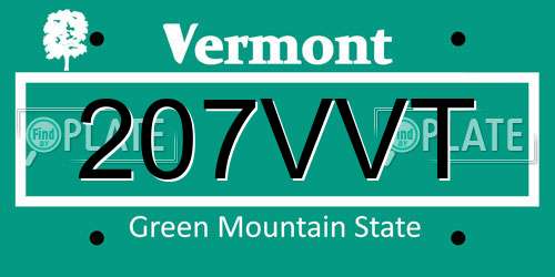 207VVT Vermont License Plate