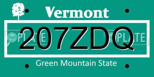 207ZDQ Vermont License Plate
