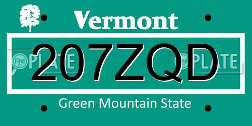 207ZQD Vermont License Plate