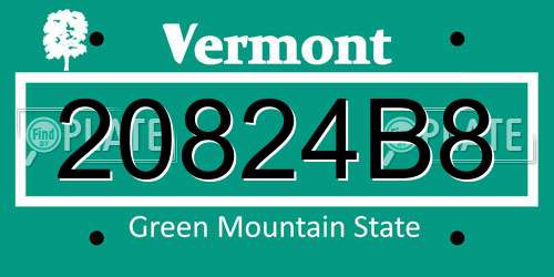 20824B8 Vermont License Plate