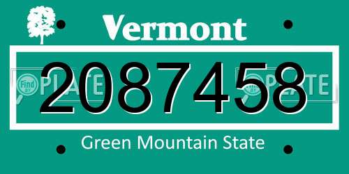 2087458 Vermont License Plate