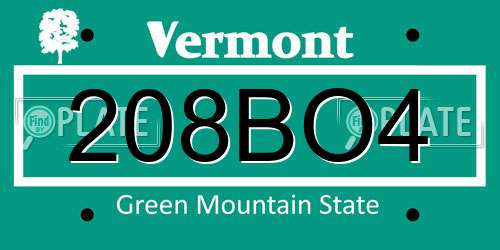208BO4 Vermont License Plate