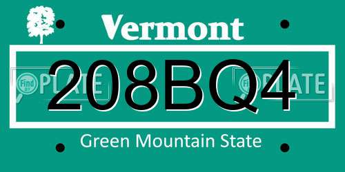 208BQ4 Vermont License Plate