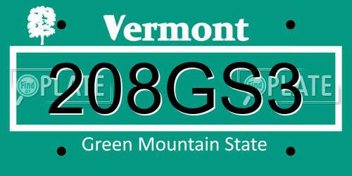208GS3 Vermont License Plate