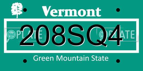 208SQ4 Vermont License Plate