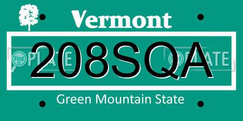 208SQA Vermont License Plate