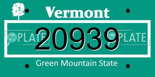 20939 Vermont License Plate
