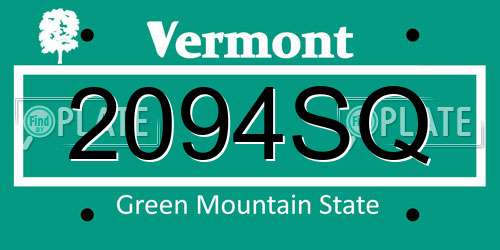 2094SQ Vermont License Plate