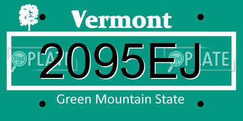 2095EJ Vermont License Plate