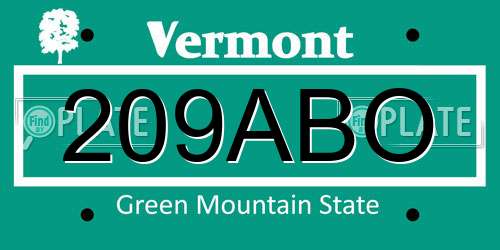 209ABO Vermont License Plate