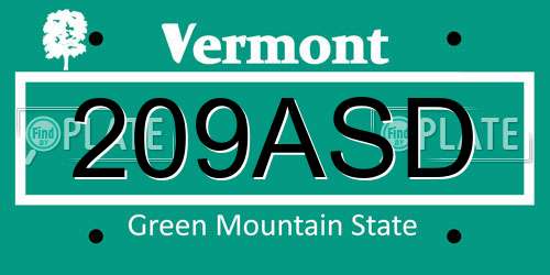 209ASD Vermont License Plate