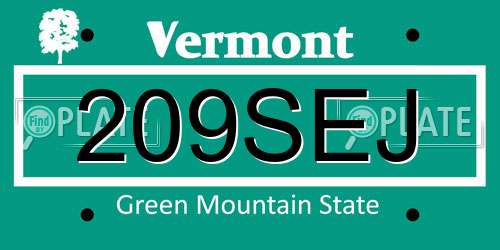 209SEJ Vermont License Plate