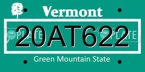 20AT622 Vermont License Plate