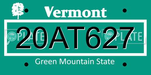 20AT627 Vermont License Plate