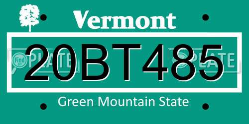 20BT485 Vermont License Plate