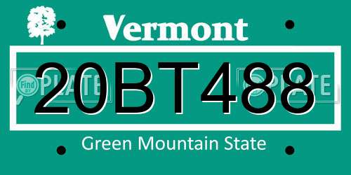 20BT488 Vermont License Plate