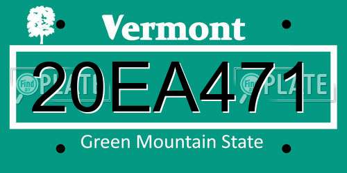 20EA471 Vermont License Plate