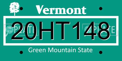 20HT148 Vermont License Plate