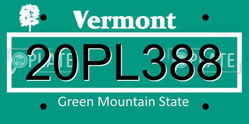 20PL388 Vermont License Plate