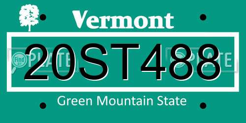 20ST488 Vermont License Plate