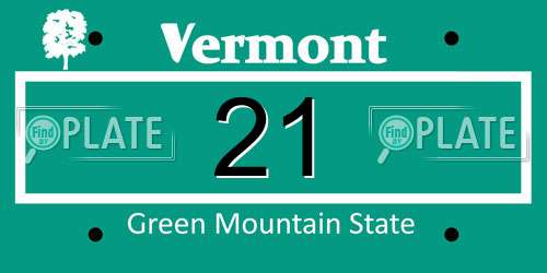21 Vermont License Plate