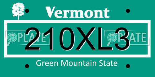210XL3 Vermont License Plate