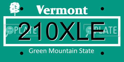 210XLE Vermont License Plate