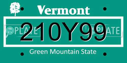 210Y99 Vermont License Plate