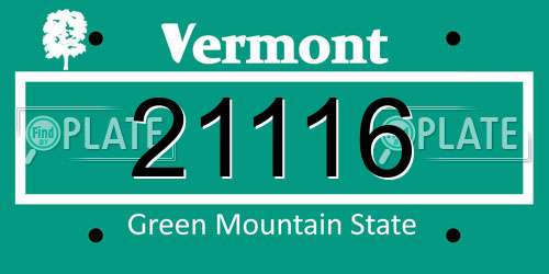 21116 Vermont License Plate