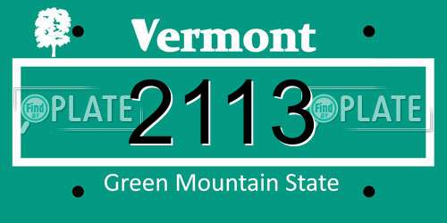 2113 Vermont License Plate